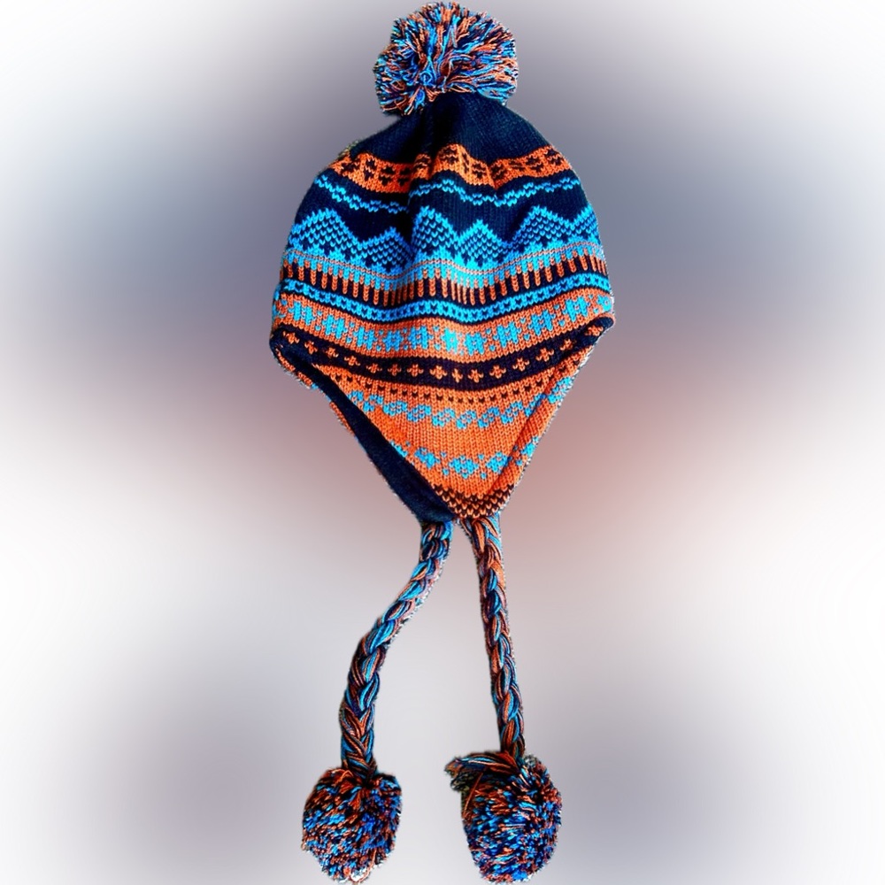D&Y | Knit Hat in Orange and Blue | big kids/small adult | unisex | like new